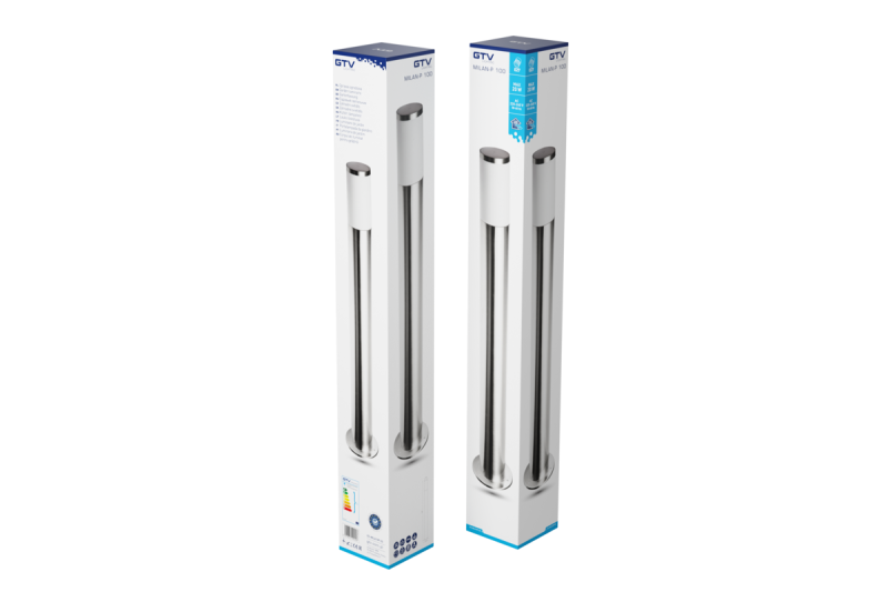 Tuinlamp MILAN, E27, max. 40 W, IP44, paal 1000 mm, roestvrij staal