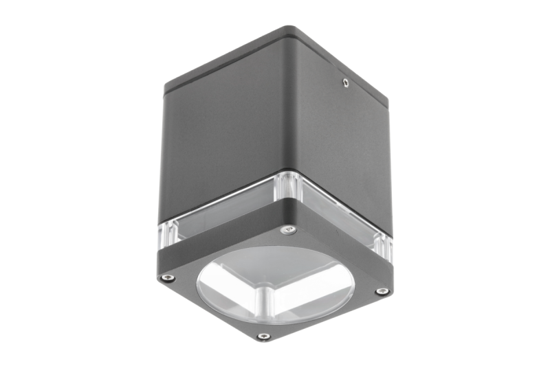 Plafondverlichting RIVEN, aluminium, IP54, max. 35 W, vierkant, grafiet