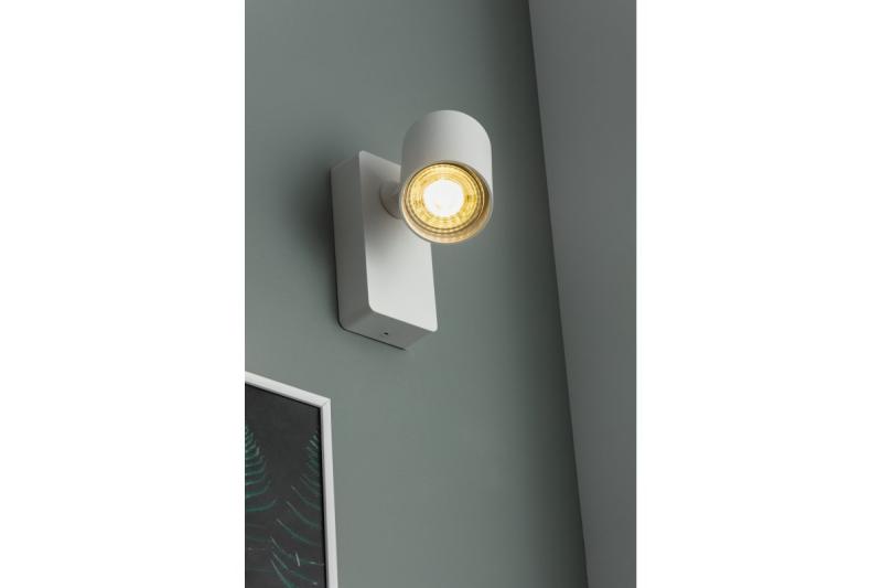 Wandbevestiging SANTO, aluminium, IP20, max. 20W, enkel, rond, wit