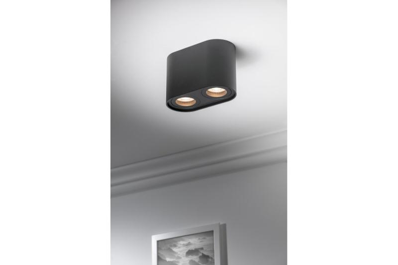Plafondlamp SENSO DUO, GU10, 83x165x110 mm, IP20, max. 50 W, zwart