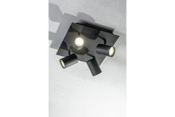 Ceiling luminaire VENETO, IP20, max. 20W, 4 x GU10, round/square, black