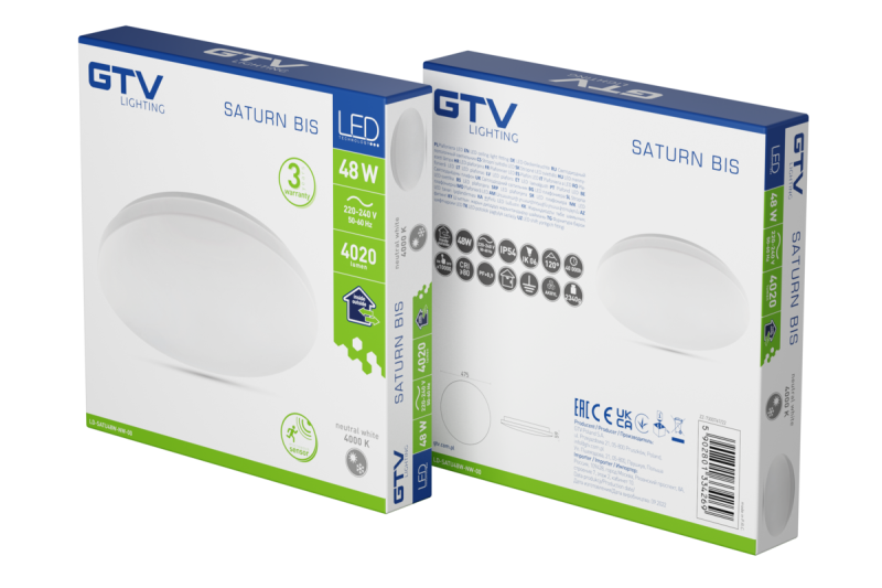 LED-armatuur SATURN BIS, 48 W, 4020 lm, 4000K, AC180-250V, PF>0.9, IP54, Ø475 mm