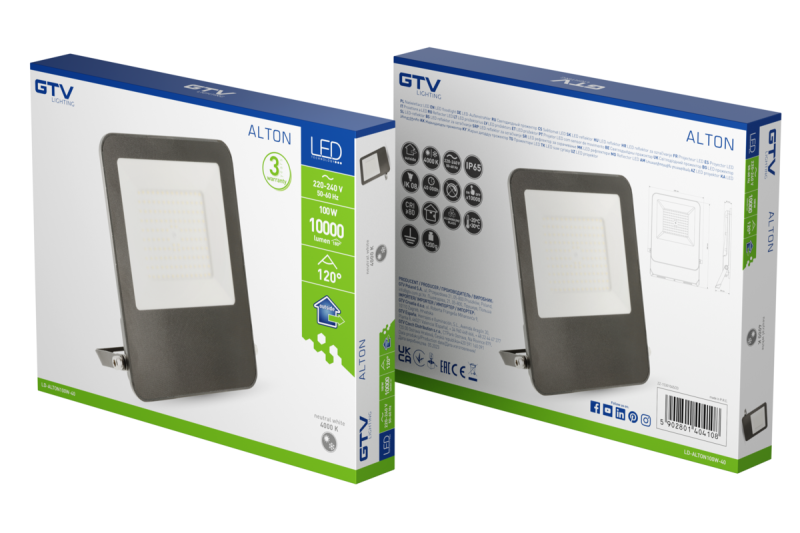 LED-schijnwerper ALTON, 100 W, 10.000 lm, 4000 K, AC 220-240 V, IP65