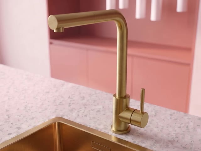Pure.Sink Elite Steel Spark keukenkraan PVD geborsteld goud  PS8040-60