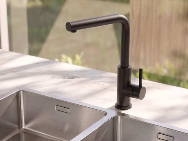 Pure.Sink Elite Steel Spark-S keukenkraan Matzwart met uittrekbare uitloop PS8041-10