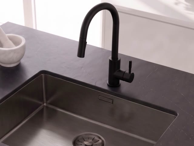 Pure.Sink Elite Steel Stream-S keukenkraan Matzwart met uittrekbare uitloop PS8045-10