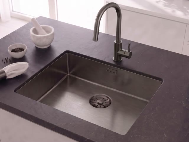 Pure.Sink Elite Steel Stream-S keukenkraan PVD Gun metal met uittrekbare uitloop PS8045-61