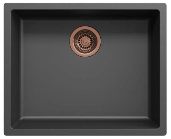 Black sink, 50x40 cm, undermount and top-mount, with copper drain plug 1208968036