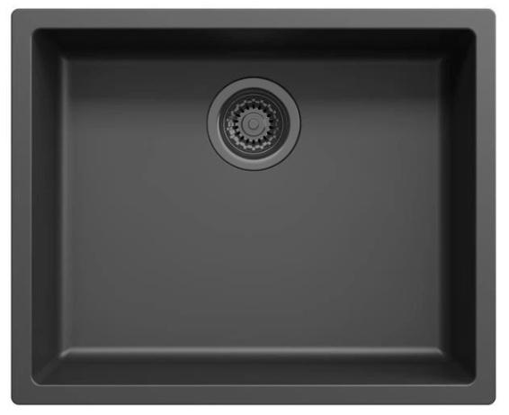 Zwarte spoelbak 50x40cm onderbouw en opbouw met gun metal plug 1208968038