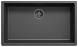 Zwarte grote spoelbak 70x40cm onderbouw opbouw met gun metal plug 1208968041