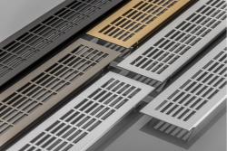 W80 grille, rectangular, 80 x 480, brushed steel