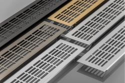 W80 grille, rectangular, 80 x 480, brushed steel