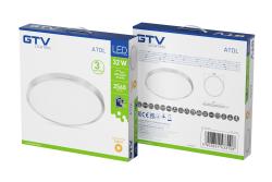 LED svítidlo ATOLL, 32 W, 2560 lm, 3000 K, AC 180–250 V, PF > 0,9, IP54, Ø 400 mm, chrom