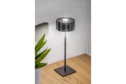 AZELIA-LED-pöytävalaisin, ladattava, 2,5 W, 200 lm, 5 V, 4000 K, 4000 mAh, himmennettävä, musta