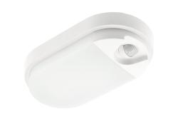 LED luminaire TULON with motion sensor, 15 W, 1350 lm, 4000K, AC220-240V, IP54, oval, white