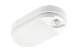Luminaire TULON avec détecteur de mouvement, LED, 15 W, 1 350 lm, 4 000 K, 220-240 V CA, IP54, ovale, blanc