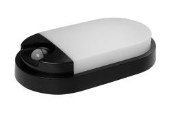 LED luminaire TULON with motion sensor, 15 W, 1350 lm, 4000K, AC220-240V, IP54, oval, black