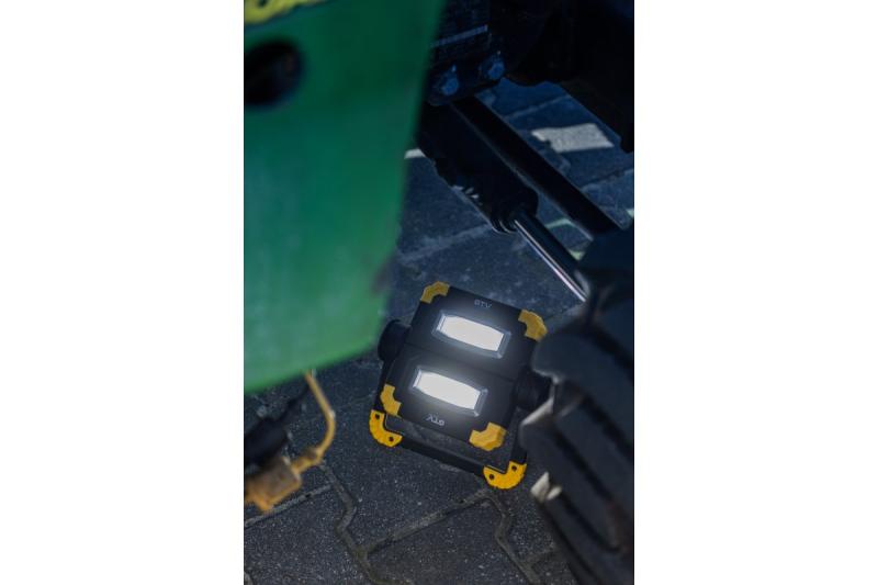 LED-schijnwerper met oplaadbare batterij WORKY, 2x10 W COB, 1200 lm, 6400K, 5V/1A, USB-C, IP44