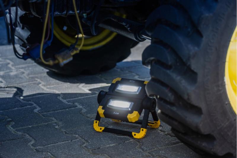 LED-schijnwerper met oplaadbare batterij WORKY, 2x10 W COB, 1200 lm, 6400K, 5V/1A, USB-C, IP44