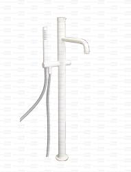 Waterevolution Flow vrijstaande badkraan met handdouche mat wit T133BR