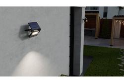 LED solar floodlight with motion sensor LUMOS II, 2000 lm, 6400K, 2600 mAh replaceable, IP65, black