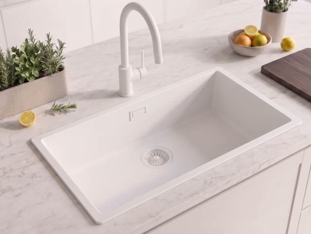 Witte Grote Spoelbak 70x40 cm Onderbouw, Opbouw met Witte Plug 1208970521