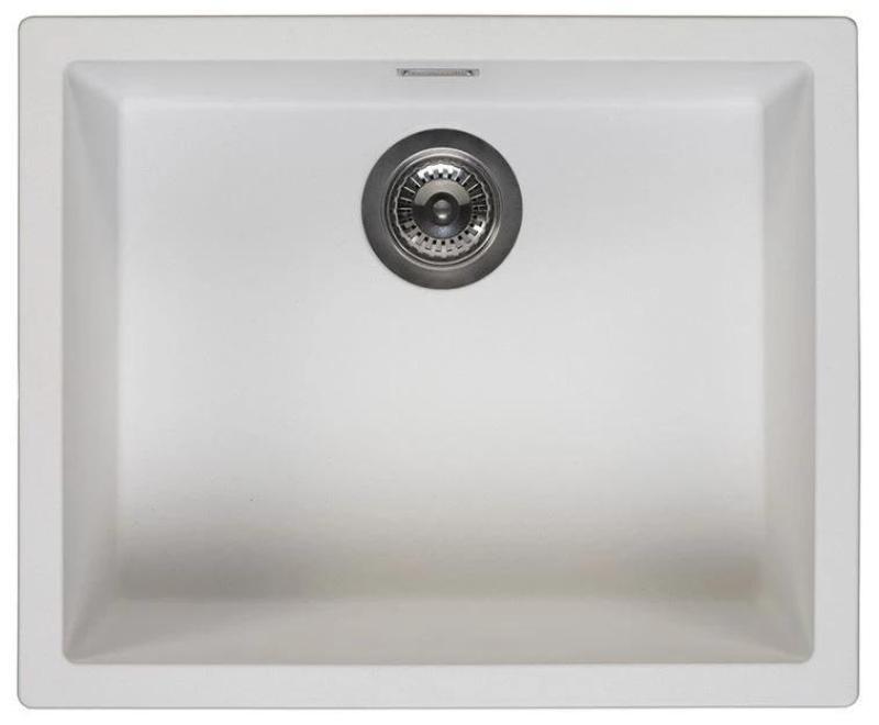 Witte Spoelbak 50x40 cm Onderbouw, Opbouw met Gun Metal Plug 1208970529