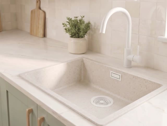 Zand Witte Spoelbak 50x40 cm Onderbouw, Opbouw met Witte Plug 1208970546