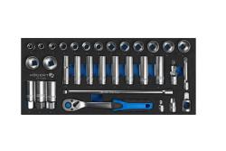 3/8" ratchet tool set, 33 pcs, EVA insert