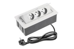 Furniture socket SOFT 3x socket with earthing, power cable with plug, white