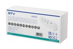 Furniture socket BASCO, 3xSHUKO, USB A+C, cable 1.5 m, white