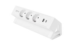 Furniture socket BASCO, 3xSHUKO, USB A+C, cable 1.5 m, white