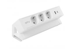 Furniture socket BASCO, 3xSHUKO, USB A+C, cable 1.5 m, white