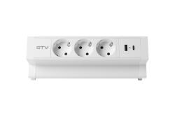 Furniture socket BASCO, 3xSHUKO, USB A+C, cable 1.5 m, white