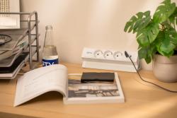 Furniture socket BASCO, 3xSHUKO, USB A+C, cable 1.5 m, white