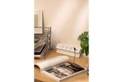Furniture socket BASCO, 3xSHUKO, USB A+C, cable 1.5 m, white