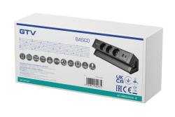 Furniture socket BASCO, 3xSHUKO, USB A+C, cable 1.5 m, black