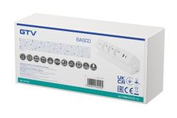 Basco furniture socket, 3 x socket with grounding, USB A+C, 1.5m cable, white with mounting