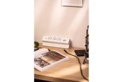 Basco furniture socket, 3 x socket with grounding, USB A+C, 1.5m cable, white with mounting