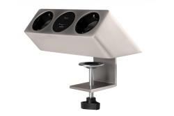 Furniture socket SOFITO, 2xSHUKO, USB A+C, cable 1.5 m, stainless steel