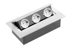Furniture socket, 3xSHUKO, cable 1.5 m, white
