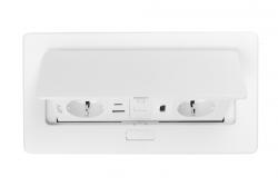 Furniture socket MULTISOFT, 2xSHUKO, USB A+C, RJ45, HDMI, cable 1.5 m, white