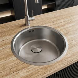 Pure.Sink Rondo Évier rond en acier inoxydable, à encastrer à fleur, à encastrer sous plan et à poser, 37 cm, PRN38-02