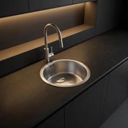 Pure.Sink Rondo RVS Ronde Spoelbak Vlakinbouw, Onderbouw en Opbouw 37 cm PRN38-02
