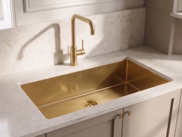 Pure.Sink Luxion Large gold sink 74x40 cm undermount, flush mount, and surface mount PLX7440-60