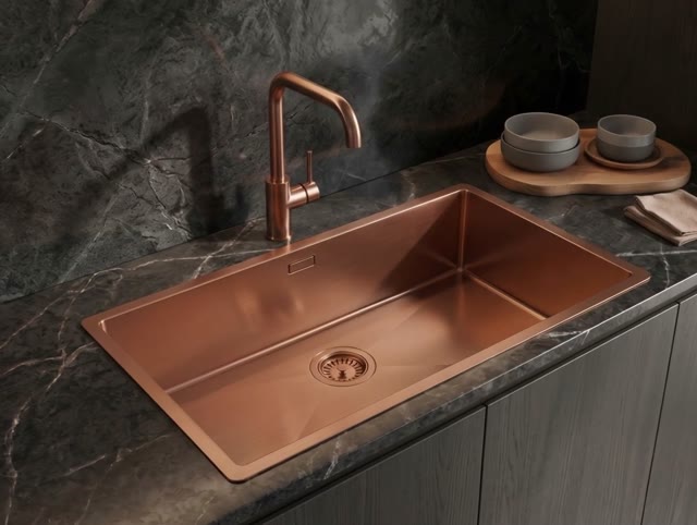 Pure.Sink Luxion Large copper sink 74x40 cm undermount, flush mount, and top mount PLX7440-62