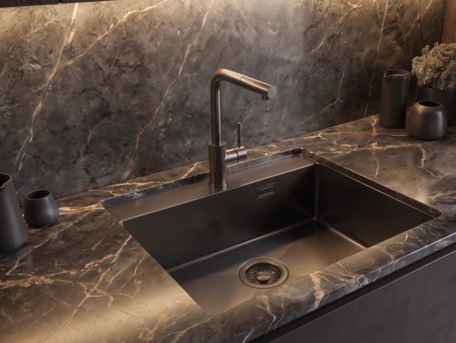 Pure.Sink Luxion Gun metal sink 51x50 cm Tapwing with tap hole PLX5150T-61