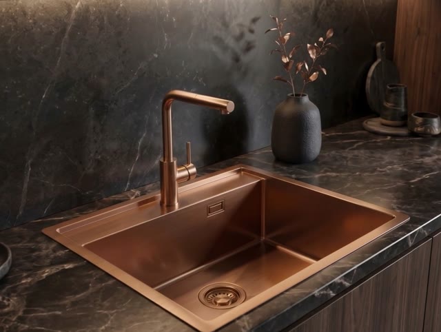 Pure.Sink Luxion Copper sink 51x50 cm Tapwing with tap hole PLX5150T-62