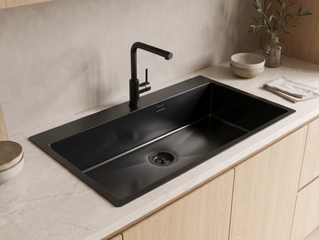 Pure.Sink Luxion PVD Large Black sink 78x50 cm Tapwing with tap hole PLX7850T-63