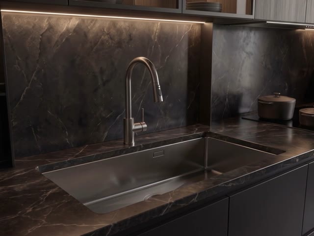 Pure.Sink Luxion Large Gun metal sink 78x50 cm Tapwing with tap hole PLX7850T-61